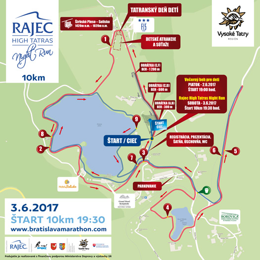 Rajec High Tatras Night Run mapa 10 km