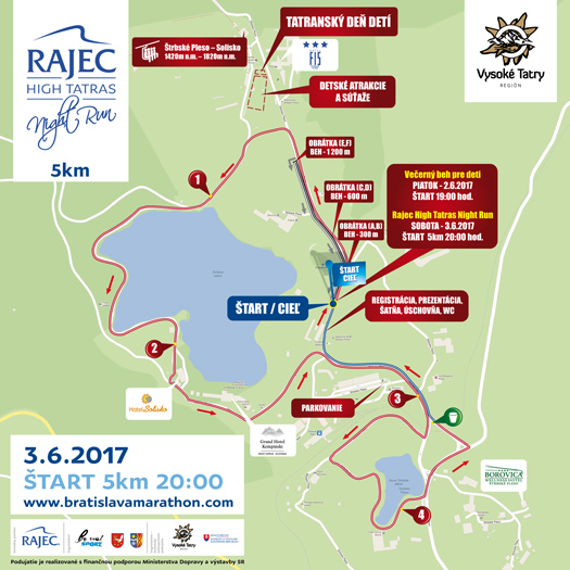 Rajec High Tatras Night Run mapa 5 km